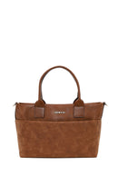 Woman Tan Long-Strap Nubuck Shoulder Bag | Derimod Woman Tan Long-Strap Nubuck Shoulder Bag | Derimod