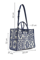 Kadın Lacivert Uzun Askılı Desenli Kumaş Kol Çantası | Derimod Kadın Lacivert Uzun Askılı Desenli Kumaş Kol Çantası | Derimod