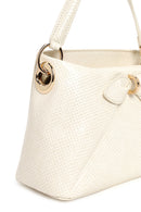 Kadın Krem Uzun Asklı Yılan Desenli Mini Kol Çantası | Derimod Kadın Krem Uzun Asklı Yılan Desenli Mini Kol Çantası | Derimod