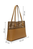Woman Tan Patterned Shoulder Bag | Derimod Woman Tan Patterned Shoulder Bag | Derimod
