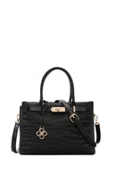 Kadın Siyah Uzun Askılı Baskılı Kol Çantası | Derimod Kadın Siyah Uzun Askılı Baskılı Kol Çantası | Derimod