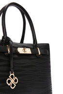 Kadın Siyah Uzun Askılı Baskılı Kol Çantası | Derimod Kadın Siyah Uzun Askılı Baskılı Kol Çantası | Derimod