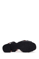 Derimod Gritti Woman Black Ankle-Buckle Short Chunky-Heel Leather Sandal | Derimod Derimod Gritti Woman Black Ankle-Buckle Short Chunky-Heel Leather Sandal | Derimod