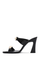 Kadın Siyah Kroko Yüksek Kalın Topuklu Deri Terlik | Derimod Kadın Siyah Kroko Yüksek Kalın Topuklu Deri Terlik | Derimod