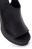 Women's Black Ankle Buckle Platform High Thick Heel Leather Sandals | Derimod Women's Black Ankle Buckle Platform High Thick Heel Leather Sandals | Derimod