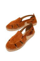 Kadın Taba Süet Deri Espadril Sandalet | Derimod Kadın Taba Süet Deri Espadril Sandalet | Derimod