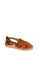 Kadın Taba Süet Deri Espadril Sandalet | Derimod Kadın Taba Süet Deri Espadril Sandalet | Derimod