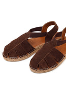 Kadın Kahverengi Süet Deri Espadril Sandalet | Derimod Kadın Kahverengi Süet Deri Espadril Sandalet | Derimod