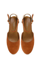 Kadın Turuncu Bilekten Bantlı Dolgu Topuklu Süet Deri Espadril Sandalet | Derimod Kadın Turuncu Bilekten Bantlı Dolgu Topuklu Süet Deri Espadril Sandalet | Derimod