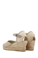 Kadın Bej Bilekten Bantlı Dolgu Topuklu Süet Deri Espadril Sandalet | Derimod Kadın Bej Bilekten Bantlı Dolgu Topuklu Süet Deri Espadril Sandalet | Derimod