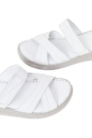 Woman White Wedge-Heel Leather Slipper | Derimod Woman White Wedge-Heel Leather Slipper | Derimod