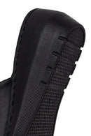 Woman Black Wedge Heel Leather Comfort Slipper | Derimod Woman Black Wedge Heel Leather Comfort Slipper | Derimod
