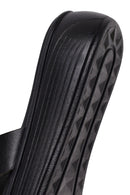Woman Black Thick-Soled Leather Slipper | Derimod Woman Black Thick-Soled Leather Slipper | Derimod