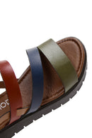 Kadın Çok Renkli Kalın Tabanlı Deri Bodrum Sandalet | Derimod Kadın Çok Renkli Kalın Tabanlı Deri Bodrum Sandalet | Derimod