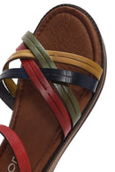 Kadın Çok Renkli Tokalı Deri Bodrum Sandalet | Derimod Kadın Çok Renkli Tokalı Deri Bodrum Sandalet | Derimod