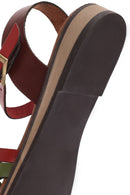 Kadın Çok Renkli Tokalı Deri Bodrum Sandalet | Derimod Kadın Çok Renkli Tokalı Deri Bodrum Sandalet | Derimod