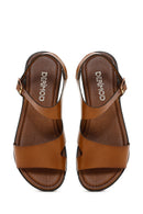 Kadın Taba Tokalı Deri Bodrum Sandalet | Derimod Kadın Taba Tokalı Deri Bodrum Sandalet | Derimod