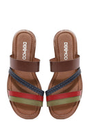 Kadın Çok Renkli Örgülü Deri Terlik | Derimod Kadın Çok Renkli Örgülü Deri Terlik | Derimod