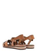 Kadın Taba Tokalı Deri Bodrum Sandalet | Derimod Kadın Taba Tokalı Deri Bodrum Sandalet | Derimod