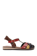Kadın Çok Renkli Tokalı Deri Bodrum Sandalet | Derimod Kadın Çok Renkli Tokalı Deri Bodrum Sandalet | Derimod