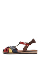 Kadın Çok Renkli Tokalı Deri Bodrum Sandalet | Derimod Kadın Çok Renkli Tokalı Deri Bodrum Sandalet | Derimod