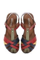 Kadın Çok Renkli Tokalı Deri Bodrum Sandalet | Derimod Kadın Çok Renkli Tokalı Deri Bodrum Sandalet | Derimod