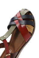 Kadın Çok Renkli Tokalı Deri Bodrum Sandalet | Derimod Kadın Çok Renkli Tokalı Deri Bodrum Sandalet | Derimod