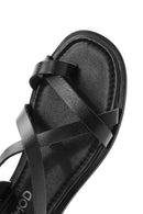 Kadın Siyah Tokalı Deri Bodrum Sandalet | Derimod Kadın Siyah Tokalı Deri Bodrum Sandalet | Derimod