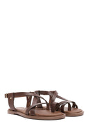 Kadın Kahverengi Tokalı Deri Bodrum Sandalet | Derimod Kadın Kahverengi Tokalı Deri Bodrum Sandalet | Derimod