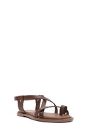 Kadın Kahverengi Tokalı Deri Bodrum Sandalet | Derimod Kadın Kahverengi Tokalı Deri Bodrum Sandalet | Derimod