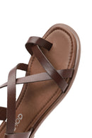 Kadın Kahverengi Tokalı Deri Bodrum Sandalet | Derimod Kadın Kahverengi Tokalı Deri Bodrum Sandalet | Derimod
