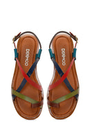 Kadın Çok Renkli Tokalı Deri Bodrum Sandalet | Derimod Kadın Çok Renkli Tokalı Deri Bodrum Sandalet | Derimod