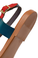 Kadın Çok Renkli Tokalı Deri Bodrum Sandalet | Derimod Kadın Çok Renkli Tokalı Deri Bodrum Sandalet | Derimod