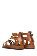 Woman Tan Ankle-Buckle Leather Bodrum Sandal | Derimod Woman Tan Ankle-Buckle Leather Bodrum Sandal | Derimod