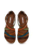 Woman Multicolor Ankle-Buckle Leather Bodrum Sandal | Derimod Woman Multicolor Ankle-Buckle Leather Bodrum Sandal | Derimod