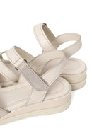 Woman Cream Ankle-Strap Leather Sandals | Derimod Woman Cream Ankle-Strap Leather Sandals | Derimod