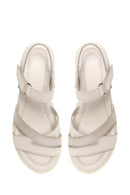 Woman Cream Ankle-Strap Leather Sandals | Derimod Woman Cream Ankle-Strap Leather Sandals | Derimod