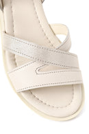 Woman Cream Ankle-Strap Leather Sandals | Derimod Woman Cream Ankle-Strap Leather Sandals | Derimod