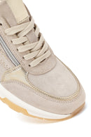Kadın Bej Bağcıklı Kalın Tabanlı Süet Deri Sneaker | Derimod Kadın Bej Bağcıklı Kalın Tabanlı Süet Deri Sneaker | Derimod