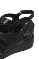 Kadın Siyah Kalın Tabanlı Deri Comfort Sandalet | Derimod Kadın Siyah Kalın Tabanlı Deri Comfort Sandalet | Derimod