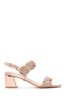 Kadın Pembe Örgülü Kalın Kısa Topuklu Sandalet | Derimod Kadın Pembe Örgülü Kalın Kısa Topuklu Sandalet | Derimod