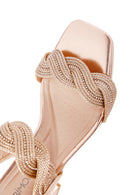 Kadın Pembe Örgülü Kalın Kısa Topuklu Sandalet | Derimod Kadın Pembe Örgülü Kalın Kısa Topuklu Sandalet | Derimod