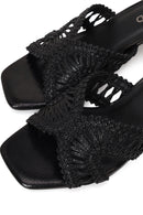 Kadın Siyah Kalın Topuklu Örgü Metalik Terlik | Derimod Kadın Siyah Kalın Topuklu Örgü Metalik Terlik | Derimod