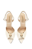 Kadın Beyaz Bilekten Tokalı İnce Topuklu Deri Sandalet | Derimod Kadın Beyaz Bilekten Tokalı İnce Topuklu Deri Sandalet | Derimod