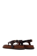 Woman Brown Leather Flip-Flop Sandal | Derimod Woman Brown Leather Flip-Flop Sandal | Derimod