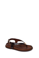 Woman Brown Leather Flip-Flop Sandal | Derimod Woman Brown Leather Flip-Flop Sandal | Derimod