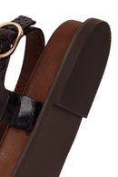 Woman Brown Leather Flip-Flop Sandal | Derimod Woman Brown Leather Flip-Flop Sandal | Derimod
