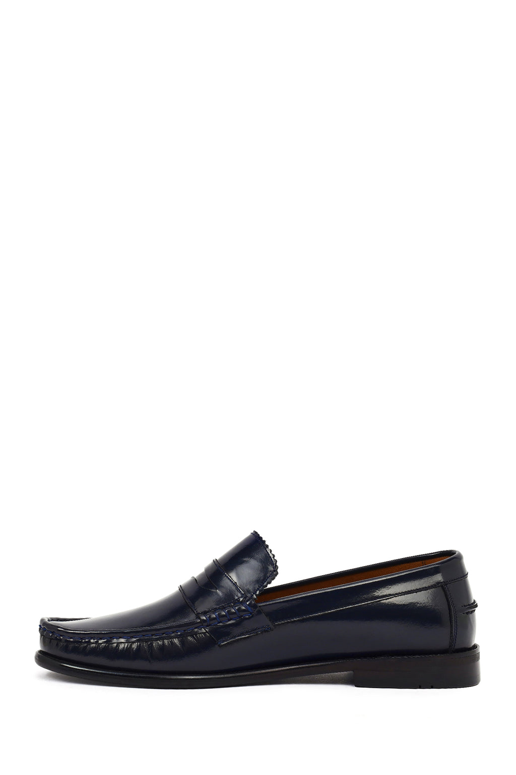 Erkek Lacivert Deri Klasik Loafer