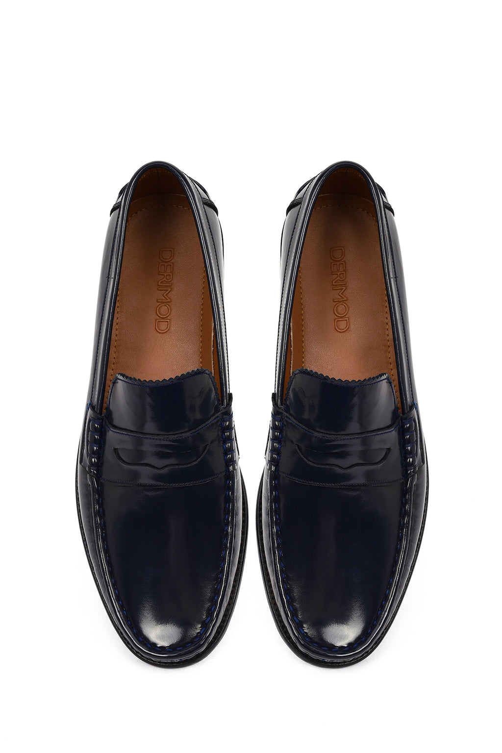 Erkek Lacivert Deri Klasik Loafer