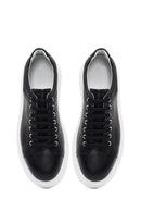 Erkek Siyah Bağcıklı Kalın Tabanlı Deri Sneaker | Derimod Erkek Siyah Bağcıklı Kalın Tabanlı Deri Sneaker | Derimod